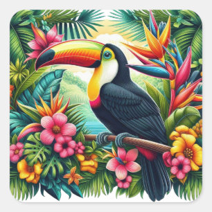 Tropische/Jungle Toekan vogel Vierkante Sticker