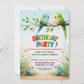 Tropische Jungle Verjaardagsuitnodiging voor Kinde Kaart (Voorkant)