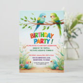 Tropische Jungle Verjaardagsuitnodiging voor Kinde Kaart (Staand voorkant)