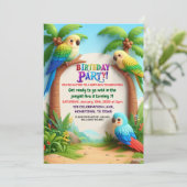 Tropische Jungle Verjaardagsuitnodiging voor Kinde Kaart (Staand voorkant)