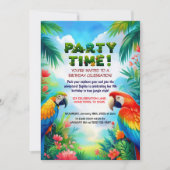 Tropische Jungle Verjaardagsuitnodiging voor Kinde Kaart (Voorkant)