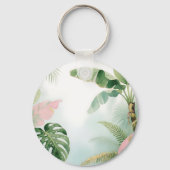 Tropische Junglebladeren Aquarel Sleutelhanger (Achterkant)