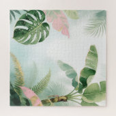 Tropische Junglebladeren Waterverf Legpuzzel (Horizontaal)