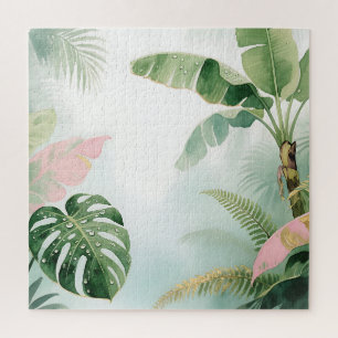 Tropische Junglebladeren Waterverf Legpuzzel