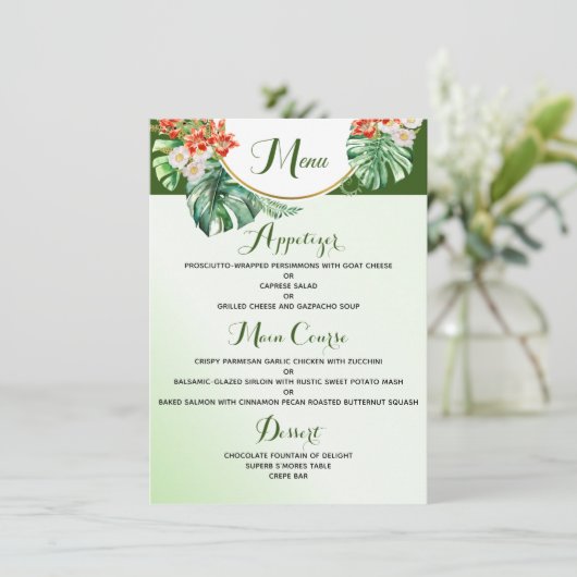 Tropische Kaart 4,5 x 6,25-inch flatmenu (Staand voorkant)