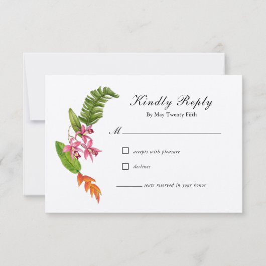 Tropische Kaart met bloedige bruiloft RSVP (Voorkant)