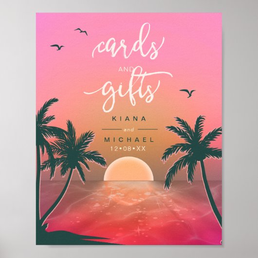 Tropische Kaarten van Isle Sunrise en Gifts Pink I Poster (Voorkant)
