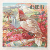  tropische kaketoe glazen onderzetter (Voorkant)