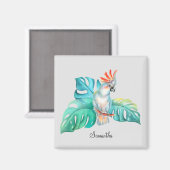 Tropische kaketoe papegaai gepersonaliseerd magneet (Voorkant / Achterkant)