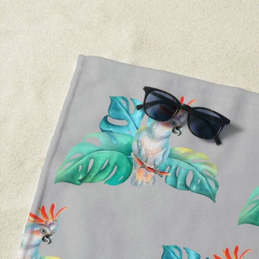 Tropische kaketoe papegaai gepersonaliseerde stran strandlaken (In situ)