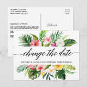 Tropische kalligrafie verandert de datum briefkaart (Voorkant / Achterkant)