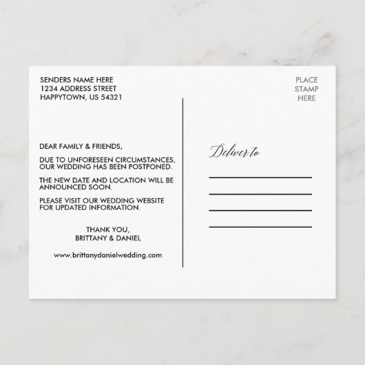 Tropische kalligrafie verandert de datum briefkaart (Achterkant)