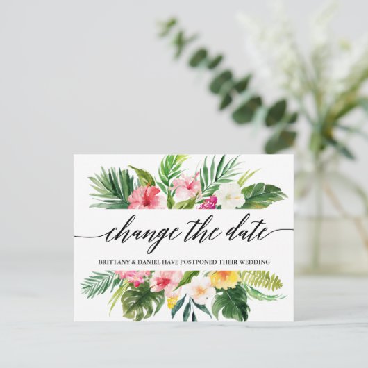 Tropische kalligrafie verandert de datum briefkaart (Staand voorkant)