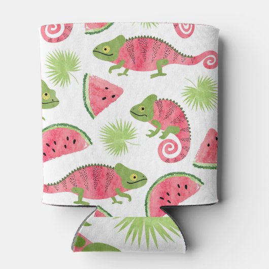 Tropische kameleons, watermeloenen: schattig patro blikjeskoeler (Achterkant)