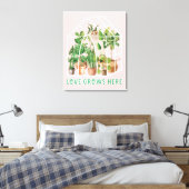 Tropische kamerplant op kas canvas afdruk (Insitu (Slaapkamer))