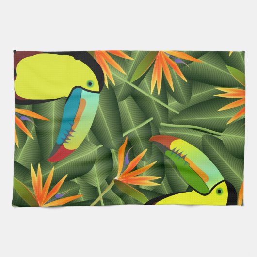 Tropische kanonnen en vogels van het paradijs theedoek (Horizontaal)