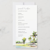 Tropische kastal Palm Trees Wedding Program Card Bedankkaart (Voorkant)
