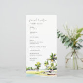 Tropische kastal Palm Trees Wedding Program Card Bedankkaart (Staand voorkant)
