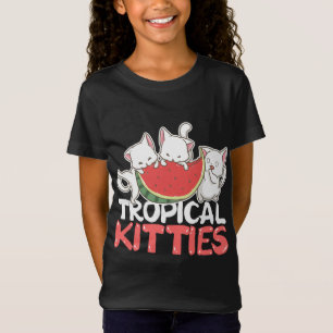 Tropische Katten Funny Cat Kitten Watermeloen T-shirt