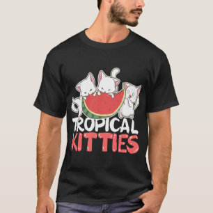 Tropische Katten Funny Cat Kitten Watermeloen T-shirt