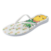 Tropische Kawaii Ananas Kustfruit Voedsel thema Teenslippers (Schuin)