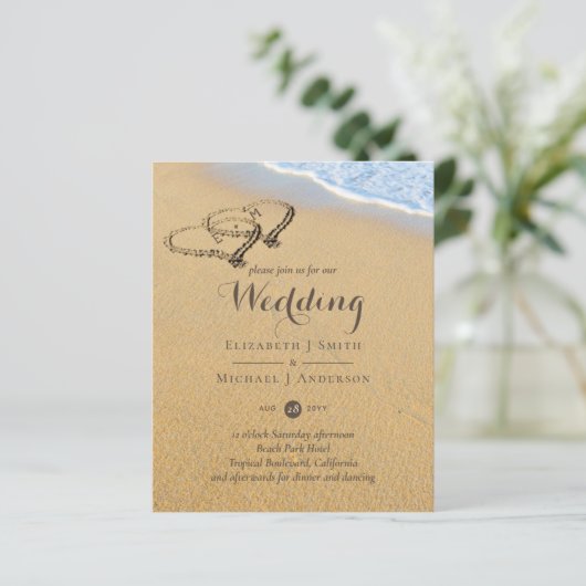 Tropische keizerharten in zand Initialen Wedding I (Staand voorkant)