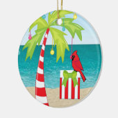 Tropische keizerpalm Rood kerstmandinaal Keramisch Ornament (Links)