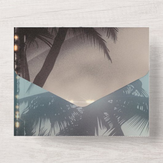 Tropische  keizerspalm rond de bomen all in one uitnodiging (Achterkant)