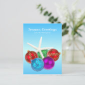 Tropische Kerst Blau Zeester Aangepaste Postkaart Feestdagenkaart (Staand voorkant)