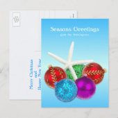 Tropische Kerst Blau Zeester Aangepaste Postkaart Feestdagenkaart (Voorkant / Achterkant)
