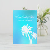 Tropische Kerst Blauwe Palmboom Eenvoudige Kaarten (Staand voorkant)
