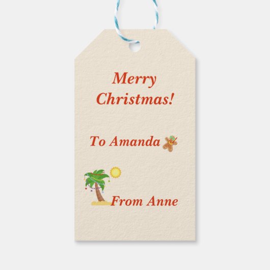 Tropische kerst cadeaulabel (Achterkant)