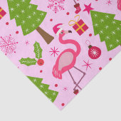 Tropische kerst flamingo met dennenboom op roze tissuepapier (Detail)
