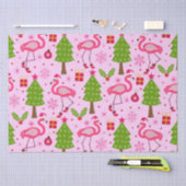 Tropische kerst flamingo met dennenboom op roze tissuepapier (Craft)