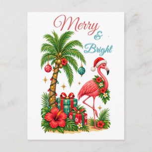 Tropische Kerst Flamingo Wenskaart Feestdagenkaart