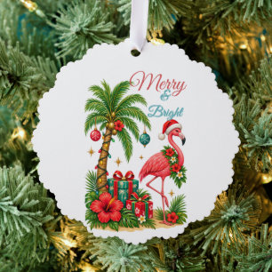 Tropische Kerst Flamingo Wenskaart Ornament Kaart