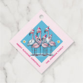 Tropische kerst flamingo's bedankjes labels (Achterkant)
