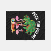 Tropische Kerst Florida Flamingo Deck The Palms Fleece Deken (Voorkant (Horizontaal))