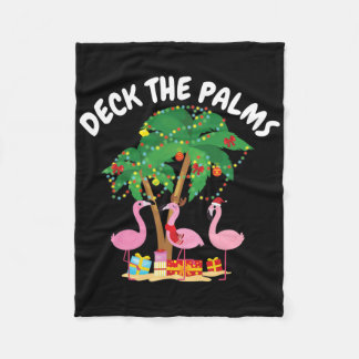 Tropische Kerst Florida Flamingo Deck The Palms Fleece Deken