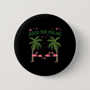 Tropische Kerst Florida Flamingo Deck The Palms Ronde Button 5,7 Cm