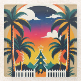 Tropische kerst glazen onderzetter