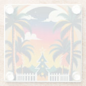 Tropische kerst glazen onderzetter (Achterkant)