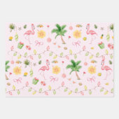 Tropische Kerst Hawaii Beach Santa Flamingo Inpakpapier Vel (Voorkant 2)