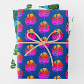 Tropische kerst in juli Monstera bladpatroon Inpakpapier Vel (In situ)