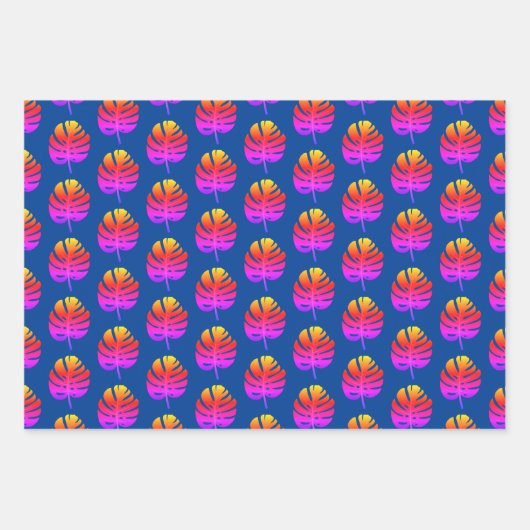 Tropische kerst in juli Monstera bladpatroon Inpakpapier Vel (Voorkant)