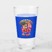 Tropische kerst in juli Palmbomen & Flamingo's Glas (Achterkant)