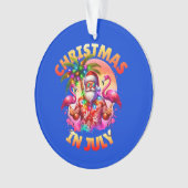 Tropische kerst in juli Palmbomen & Flamingo's Ornament (voorkant)