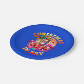 Tropische kerst in juli Palmbomen & Flamingo's Papieren Bordje (Gekanteld)