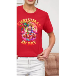 Tropische kerst in juli Palmbomen & Flamingo's T-shirt