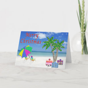 Tropische kerst Kaarten met strand